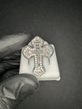 Solid 925 Sterling Silver VVS D Baguette and Round Moissanite Cross Ring Size 9