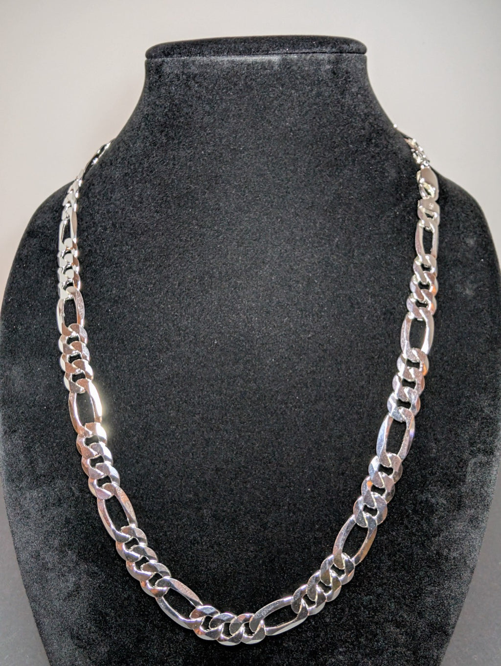 Solid 925 Italian Sterling Silver 26" 11.9mm Heavy and Thick Figaro Necklace