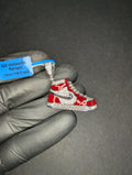 Solid 925 Silver Icy VVS Moissanite Red Enamel Chicago Jordan 1 Shoe Pendant