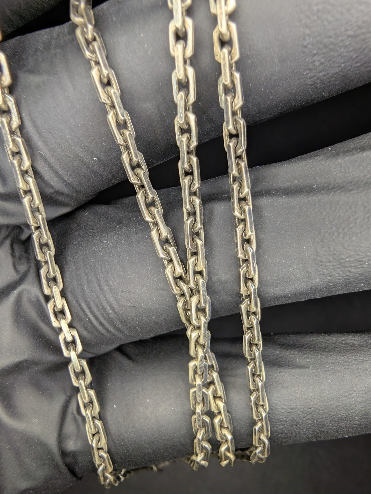Gunmetal Finish Solid 925 Italian Silver 24in 2.7mm Anchor Chain Necklace