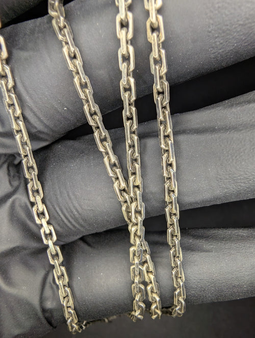 Gunmetal Finish Solid 925 Italian Silver 24in 2.7mm Anchor Chain Necklace