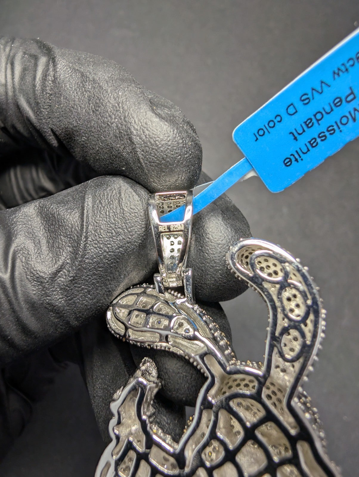 Solid 925 Sterling Silver Iced Out VVS D Moissanite Money Bag Bunny Pendant