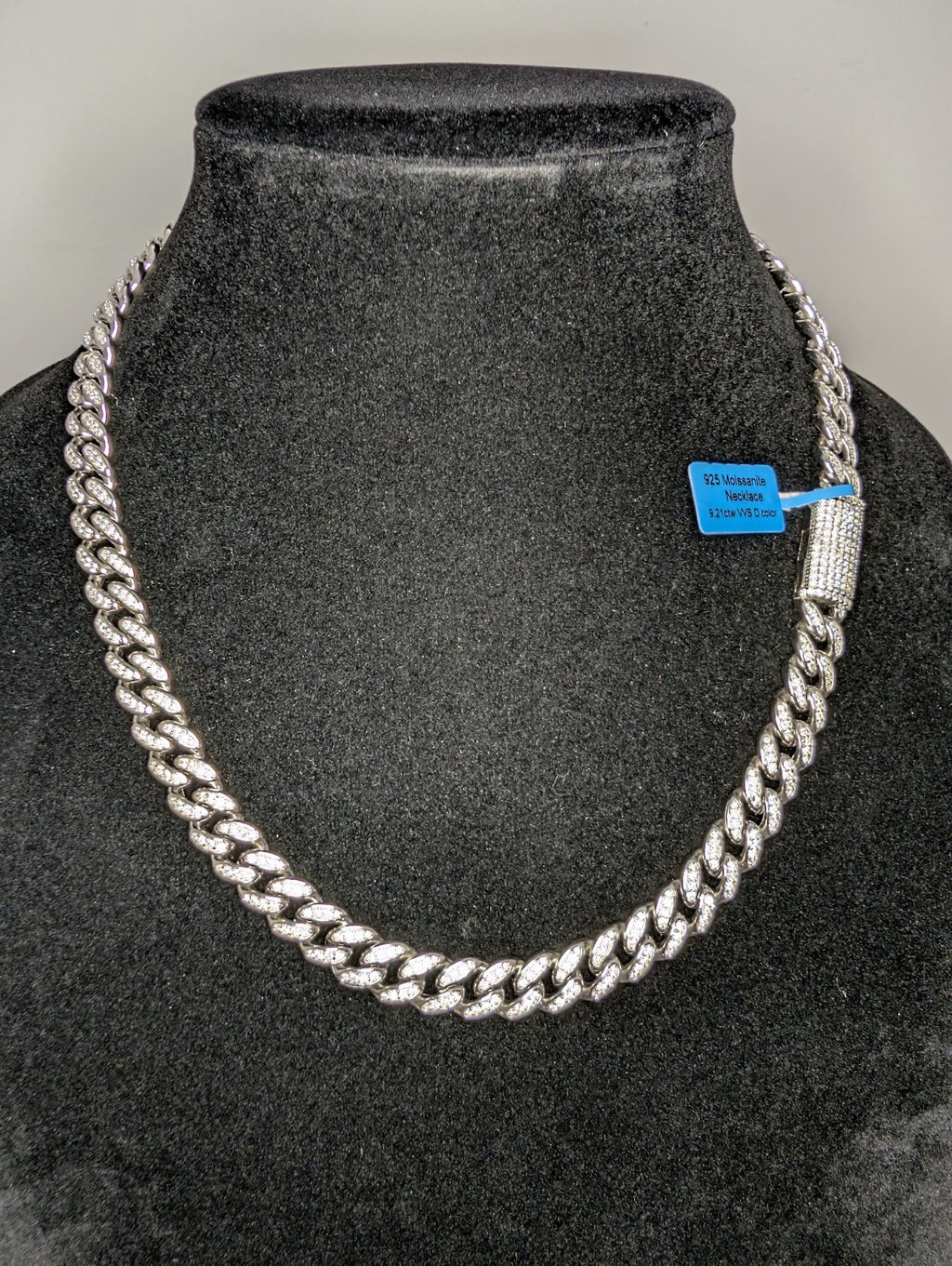 Solid 925 Sterling Silver Iced Out VVS Moissanite 20in 10mm Miami Cuban Necklace