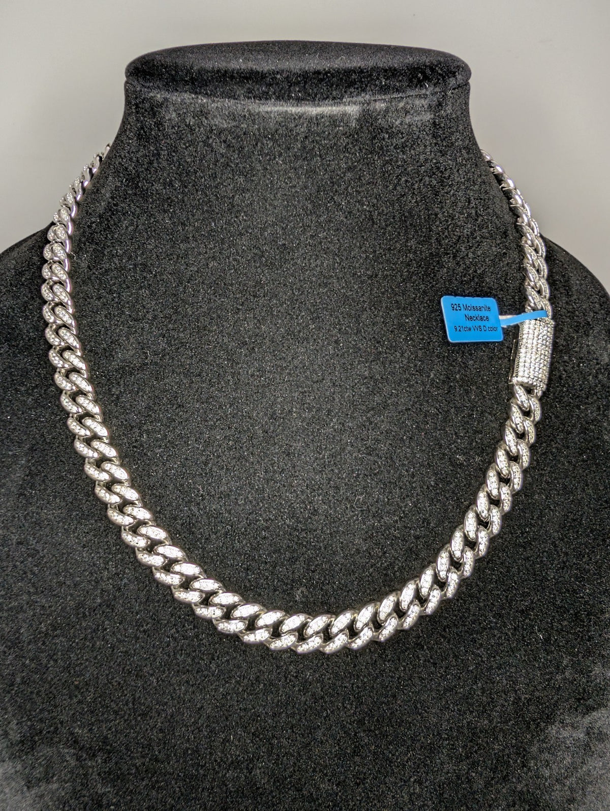 Solid 925 Sterling Silver Iced Out VVS Moissanite 20in 10mm Miami Cuban Necklace