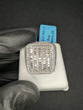 Solid 925 Sterling Silver Iced Out VVS D Baguette Moissanite Dome Ring Size 10