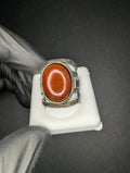 Solid 925 Sterling Silver Red Jasper Cabochon Ring Size 6.5