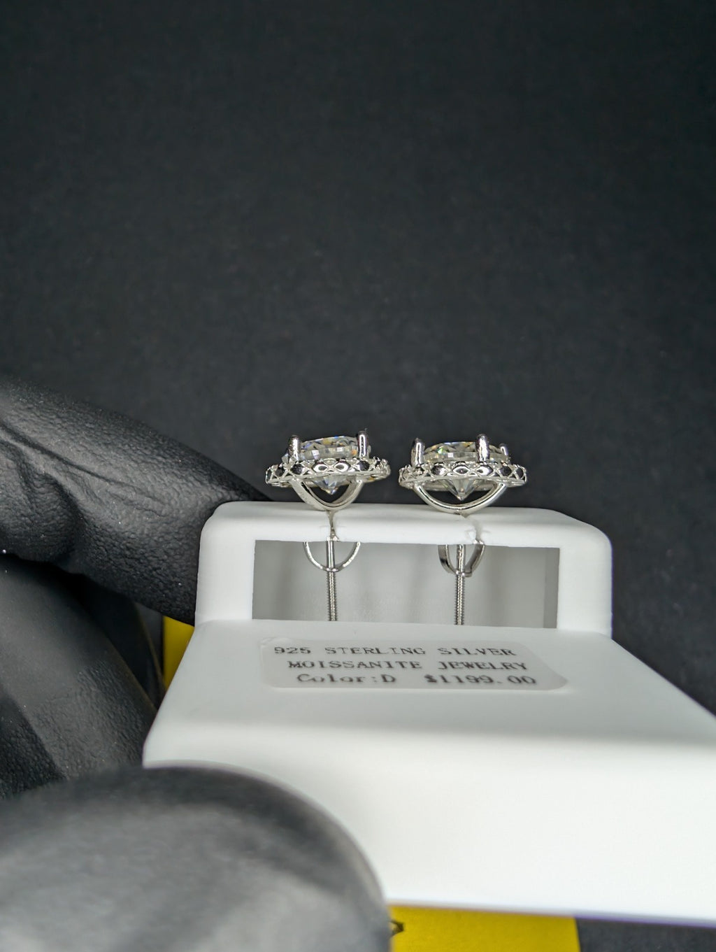 Solid 925 Silver GRA Certified Moissanite 11.2mm Halo Stud Earrrings 4ctw
