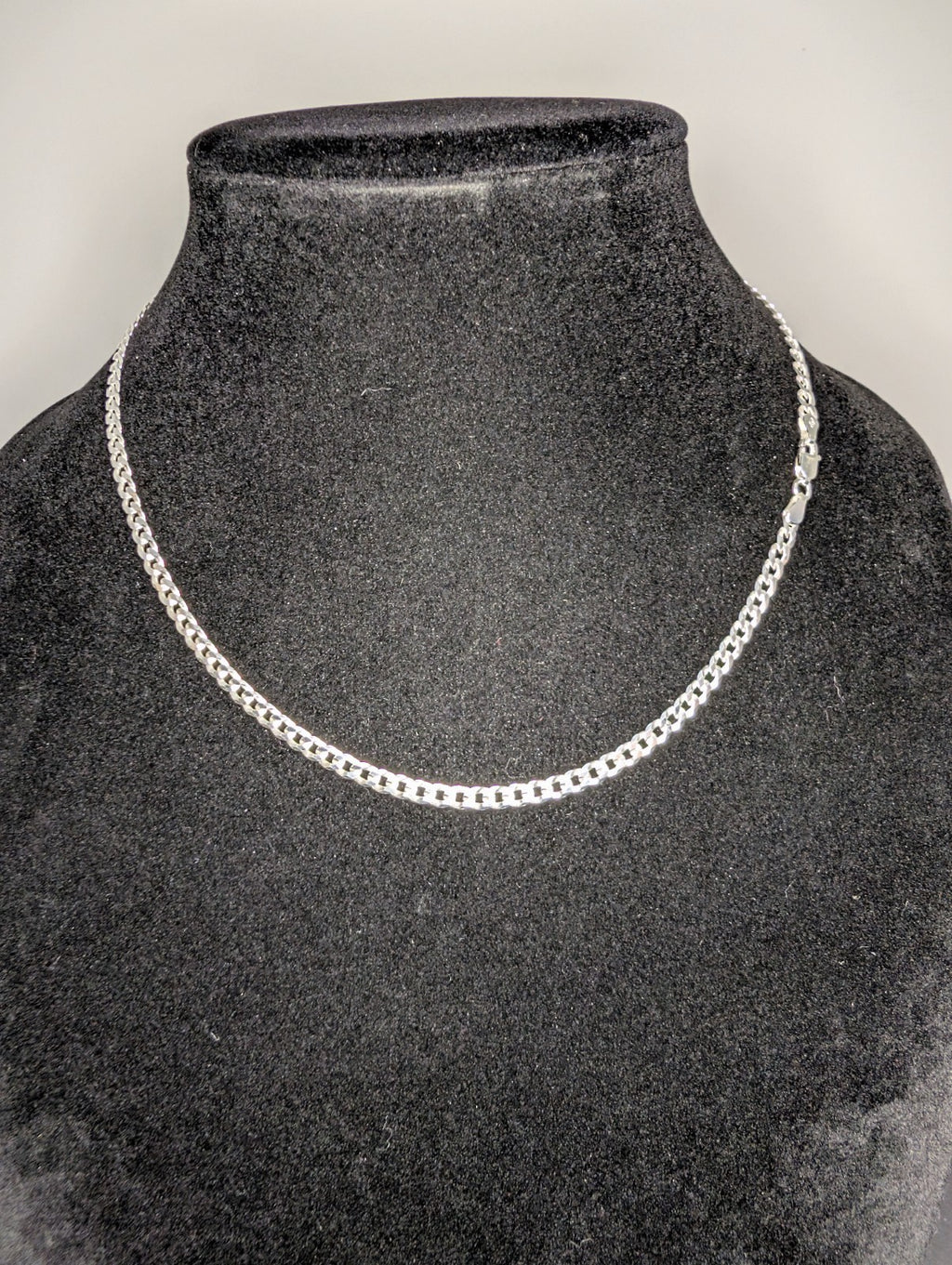 Solid 925 Italian Sterling Silver 18" 4.1mm Flat Cuban Necklace
