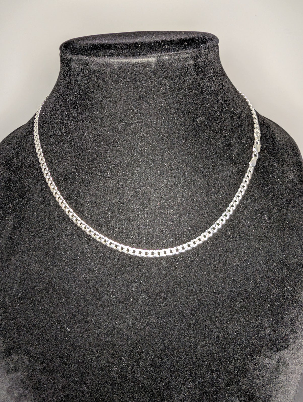 Solid 925 Italian Sterling Silver 18" 4.1mm Flat Cuban Necklace