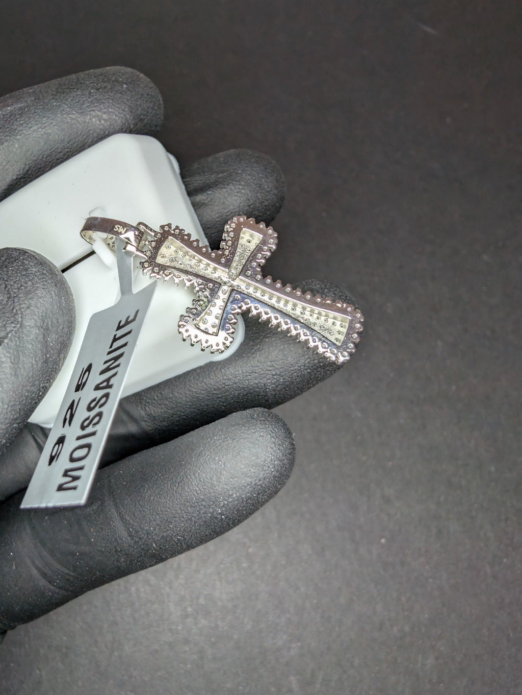 Solid 925 Silver Iced Out VVS D Color Moissanite Flared Cross Pendant