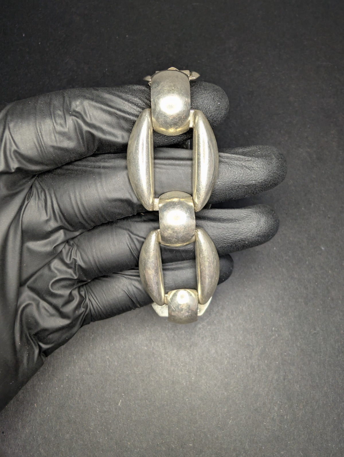 Mexican 925 Sterling Silver 7.5” 30.1mm Coffee Bean Chunky Artisan Bracelet