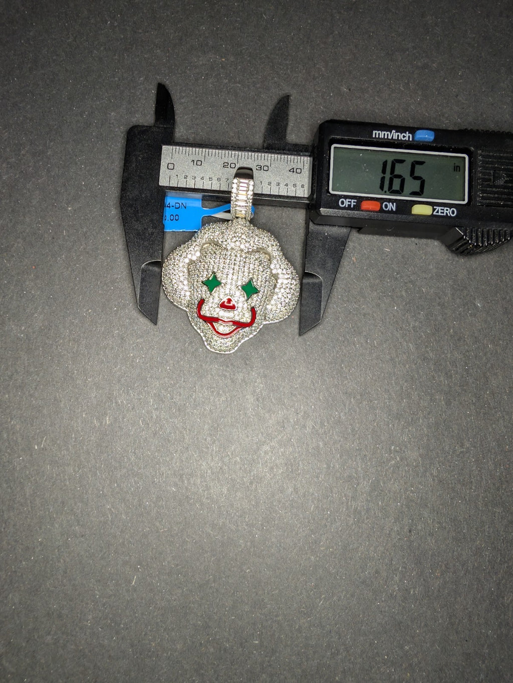 Solid 925 Sterling Silver Icy VVS D Moissanite Clown Red & Green Enamel Pendant