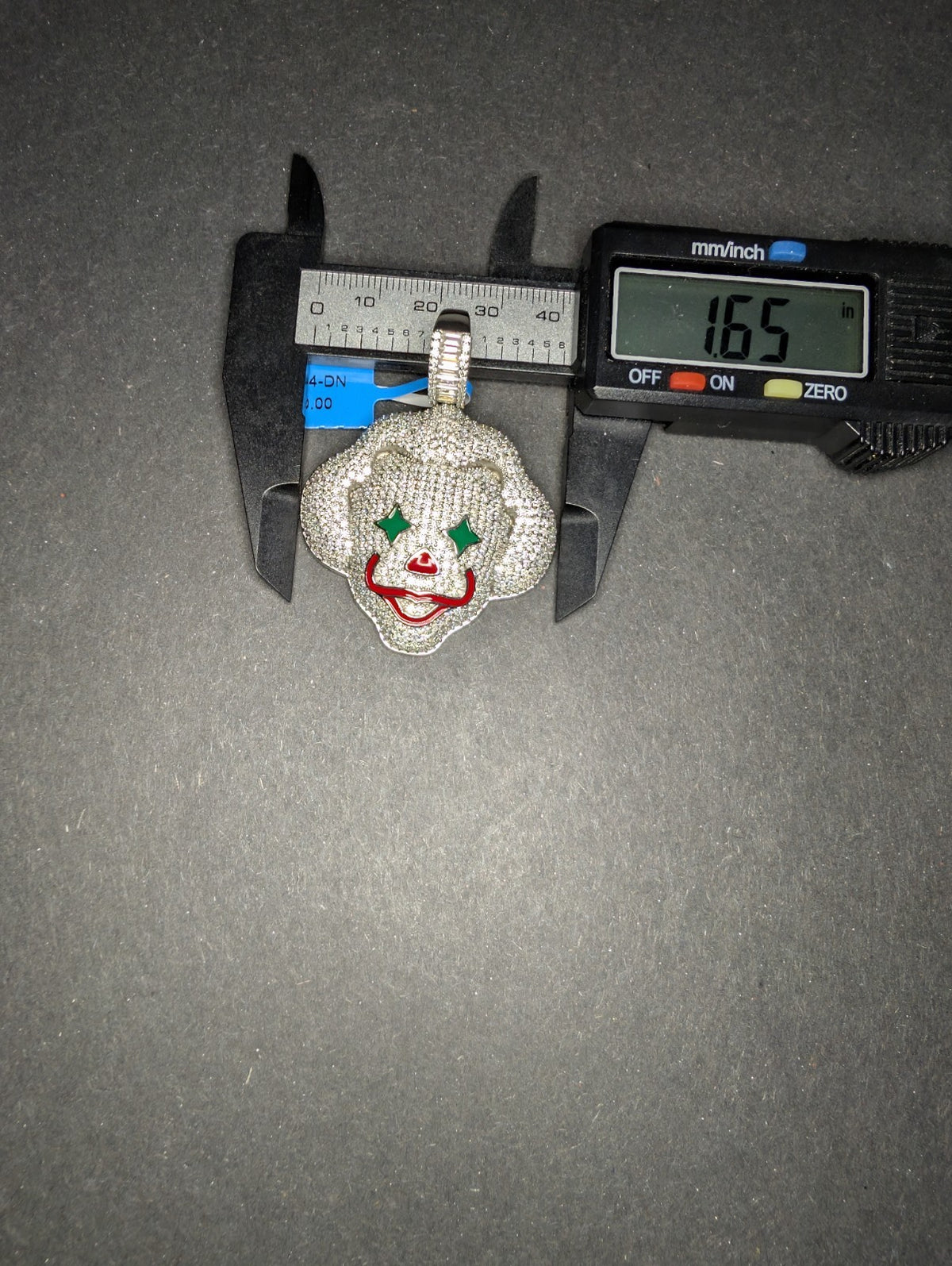 Solid 925 Sterling Silver Icy VVS D Moissanite Clown Red & Green Enamel Pendant