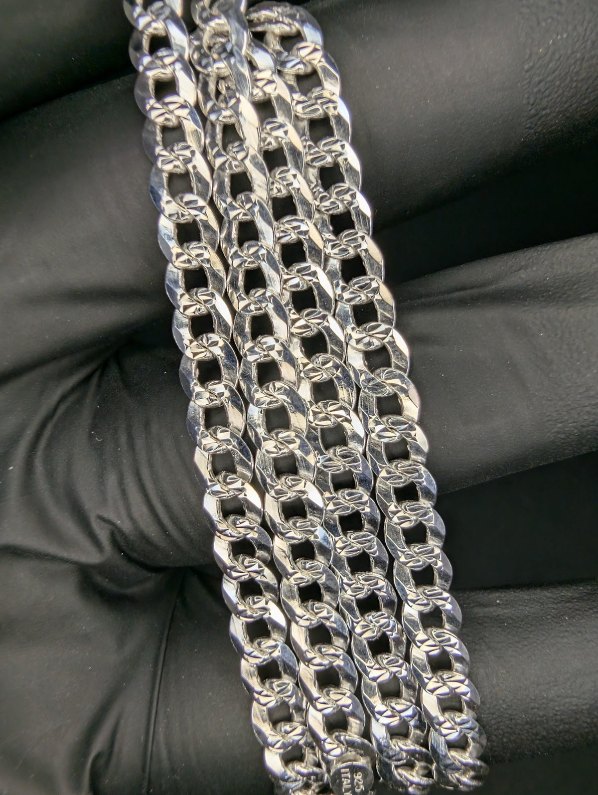 Solid 925 Italian Sterling Silver 24" 5.3mm Diamond Cut Flat Cuban Necklace