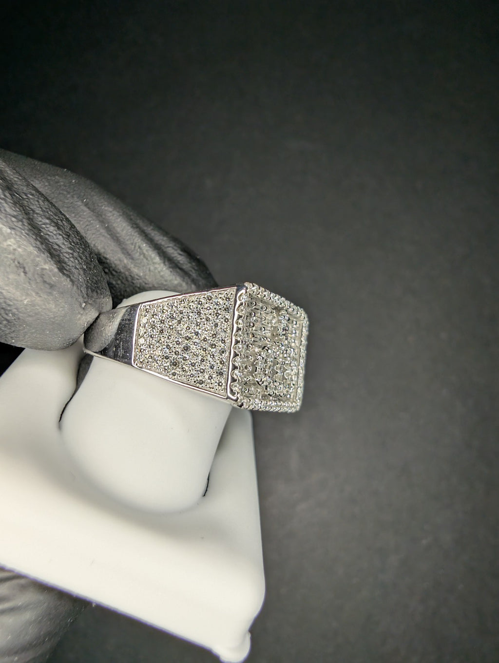 Solid 925 Sterling Silver Iced Out VVS D Moissanite Allah Ring Size 10