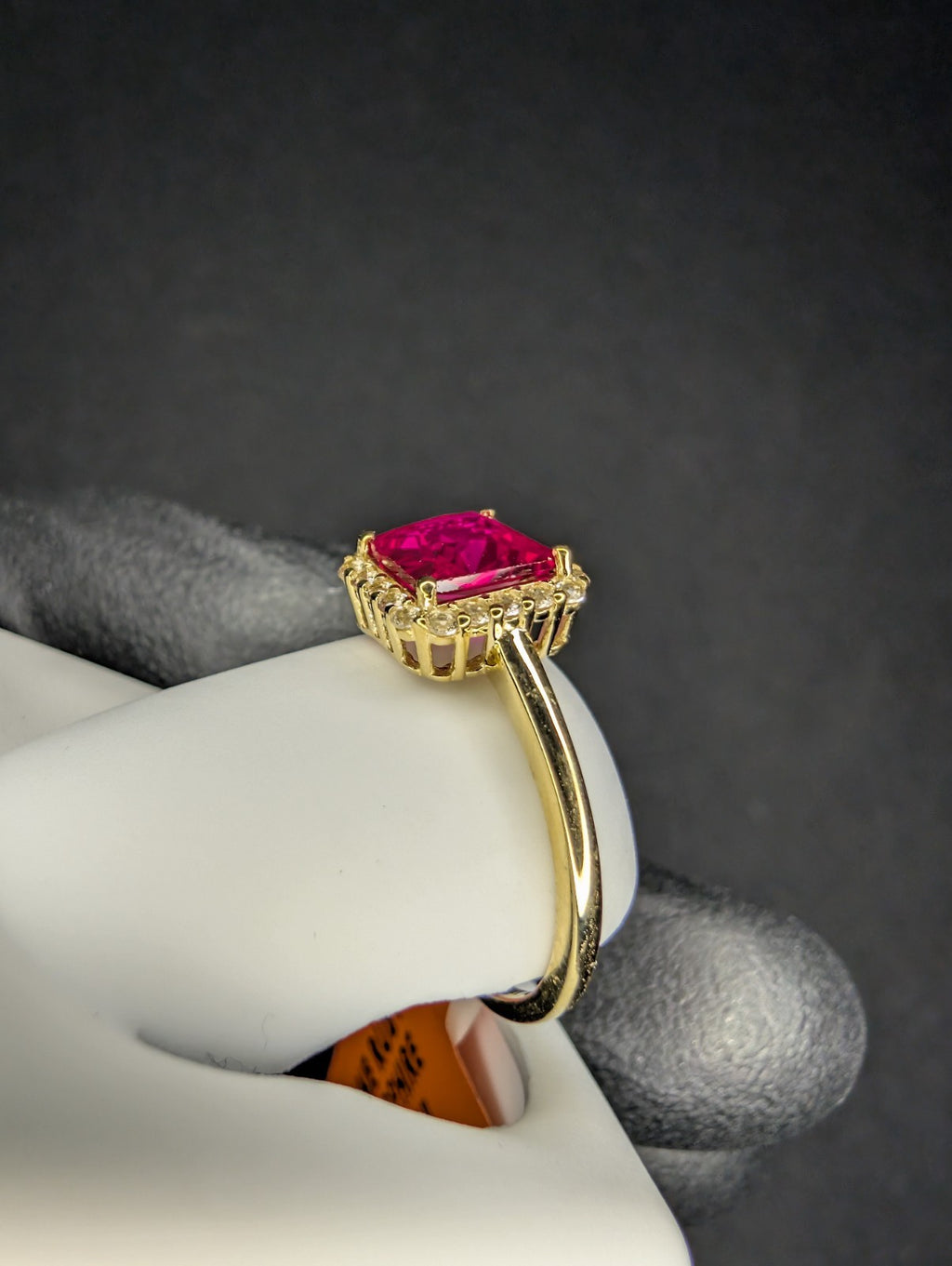 Solid 10k Yellow Gold Lab-created Princess Cut Ruby and Sapphire Ring Size 7