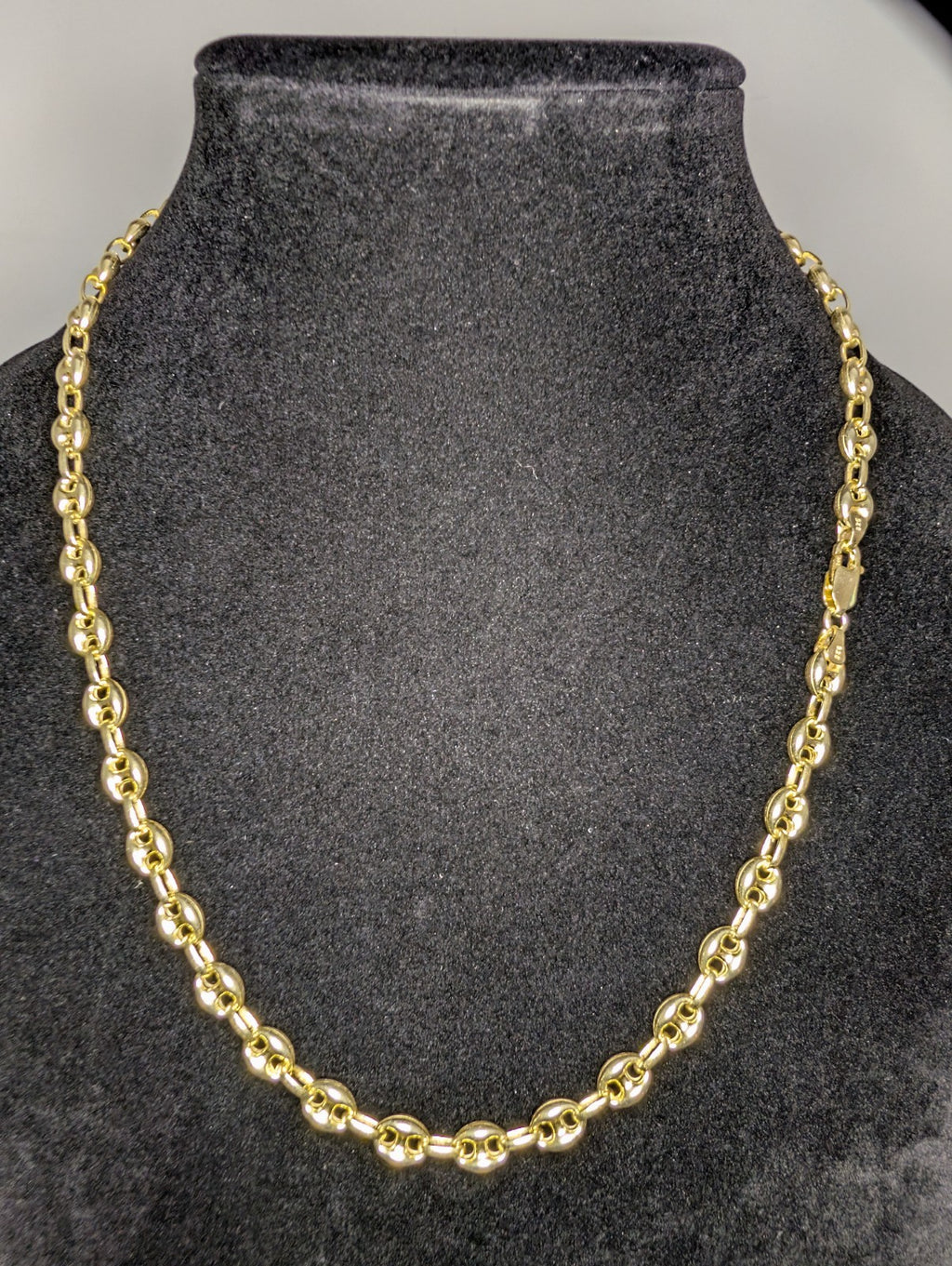 Gold over Solid 925 Sterling Silver 7.0mm 22” Puffed Mariner Necklace