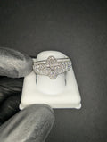 Solid 925 Sterling Silver VVS D Marquise & Round Moissanite Flower Ring Size 10