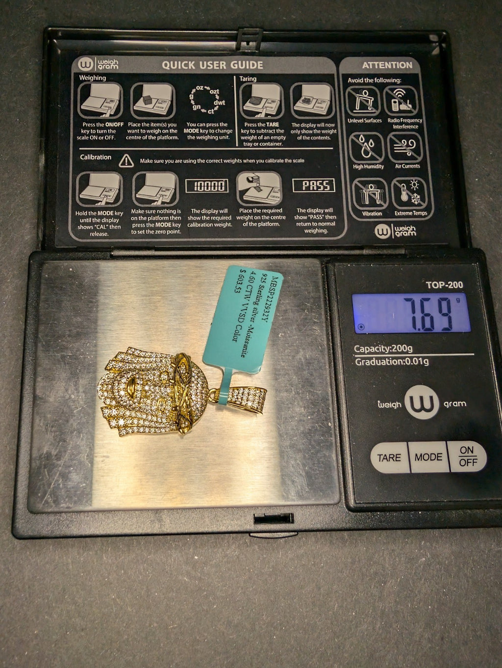 Gold over 925 Sterling Silver VVS D Moissanite Iced Out Jesus Piece Pendant
