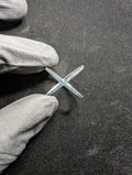 Solid 925 Sterling Silver "X" Crossover Blue Diamond Orbit Ring Size 7