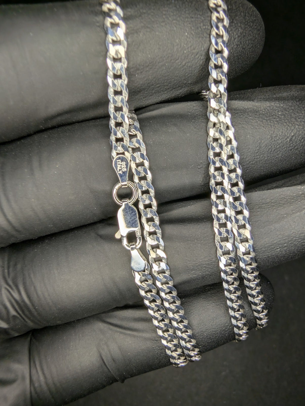 Solid 925 Italian Sterling Silver 20" 3.5mm Flat Cuban Necklace