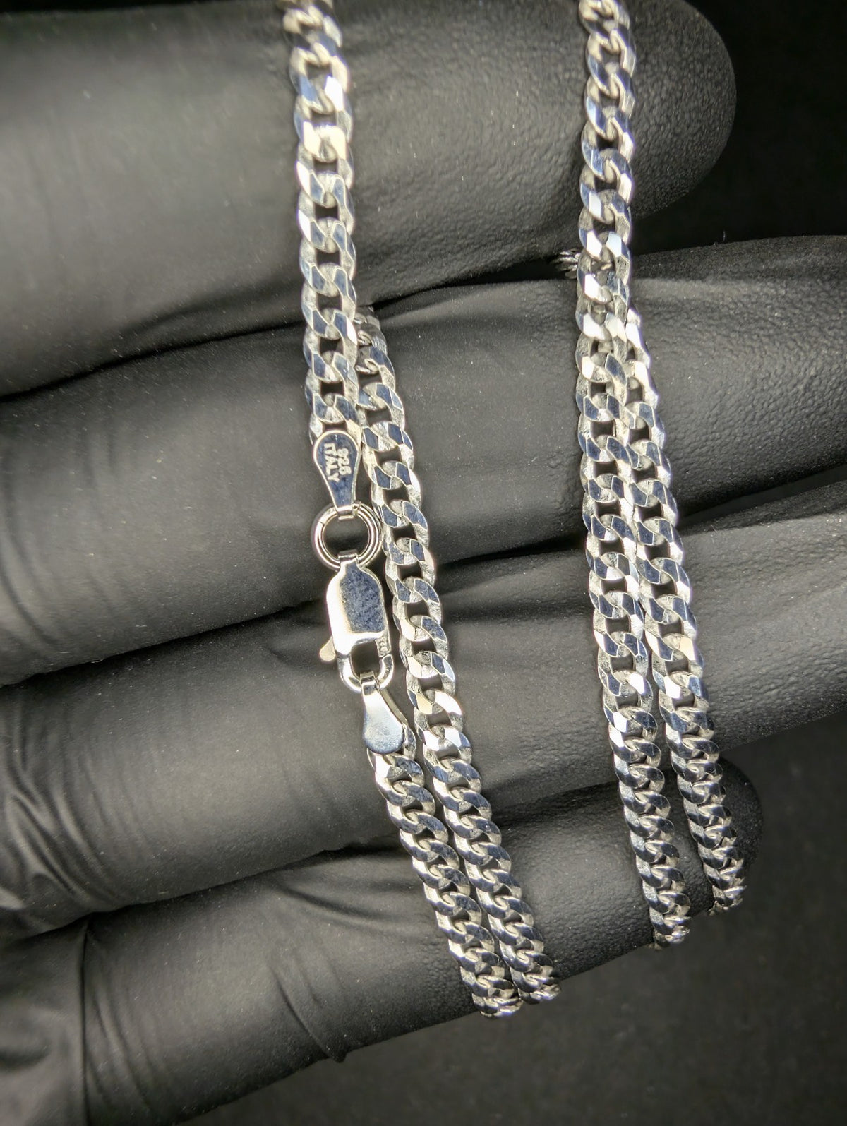 Solid 925 Italian Sterling Silver 20" 3.5mm Flat Cuban Necklace