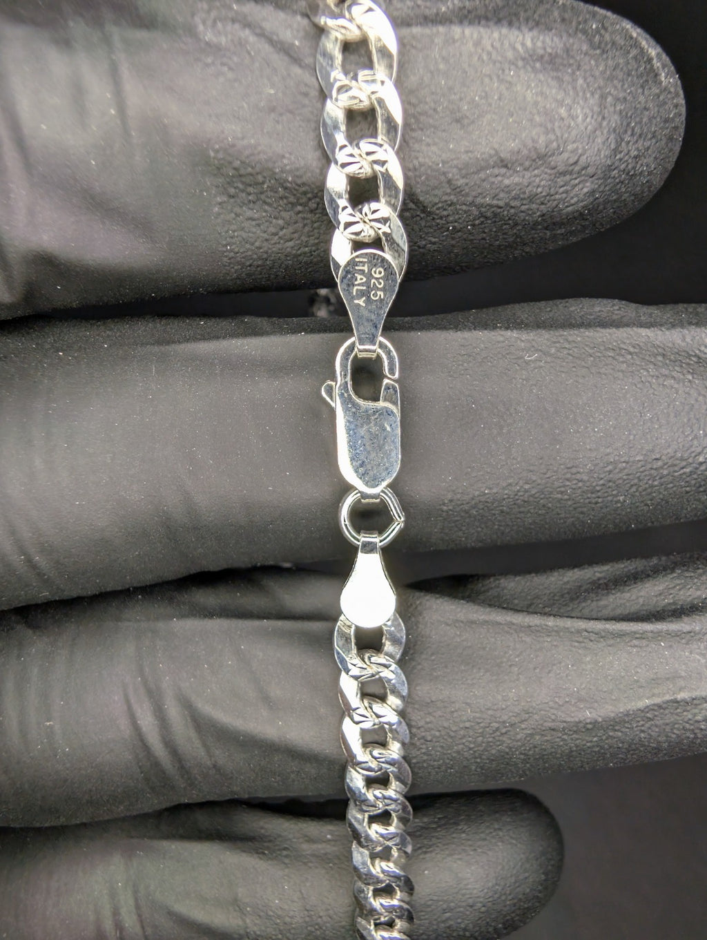 Solid 925 Italian Sterling Silver 24" 5.3mm Diamond Cut Flat Cuban Necklace
