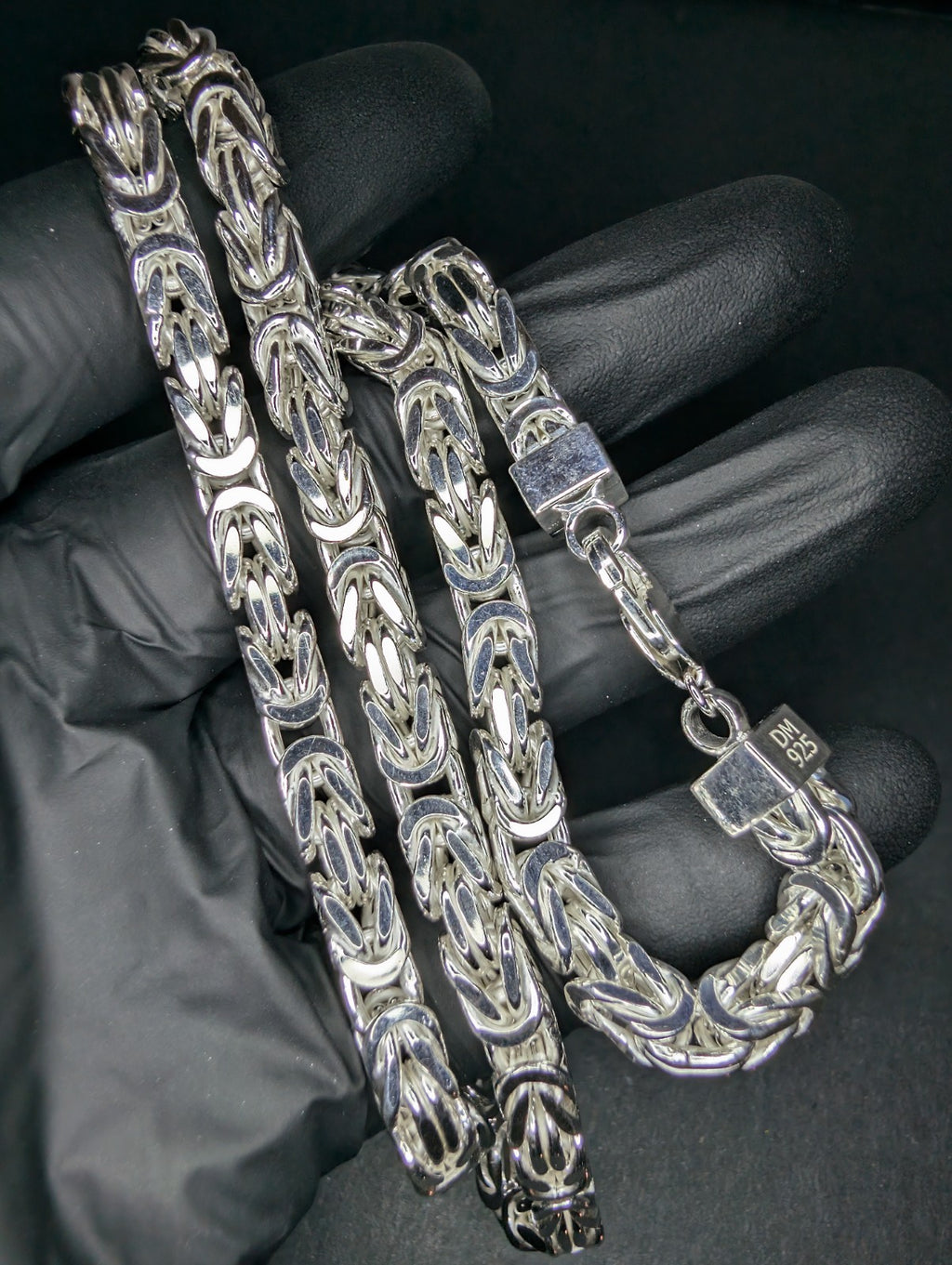 Semi Solid 925 Sterling Silver 6.5mm 24'' Thick Square Byzantine Necklace
