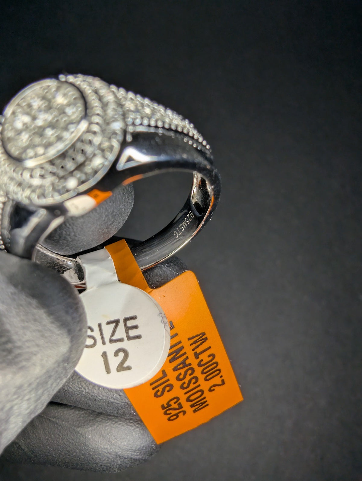 Solid 925 Silver VVS D Round Moissanite Oval Cluster with Halo Ring Size 12