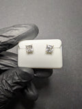 Solid 10K Yellow Gold VVS D 5.0mm Princess Cut Moissanite Solitaire Studs 1.5ctw