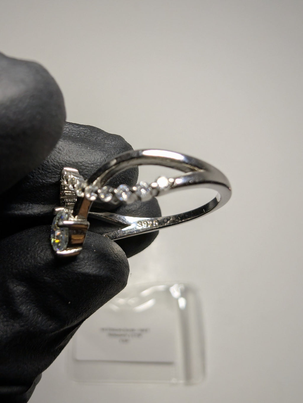 Solid 925 Sterling Silver .5CTW Moissanite V Band Crown Ring Size 8