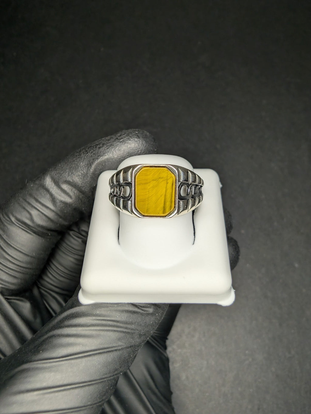 Solid 925 Sterling Silver Tiger Eye Signet Ring Size 11