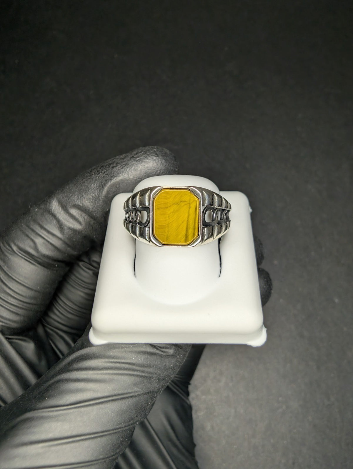 Solid 925 Sterling Silver Tiger Eye Signet Ring Size 11
