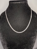 Solid 925 Italian Sterling Silver 20" 4.0mm Diamond Cut Flat Cuban Necklace