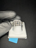 Solid 925 Sterling Silver VVS Baguette and Round Moissanite Cluster Ring Size 7
