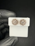 Rose Gold over Solid 925 Silver 9.9mm Iced Out VVS D Moissanite Round Studs