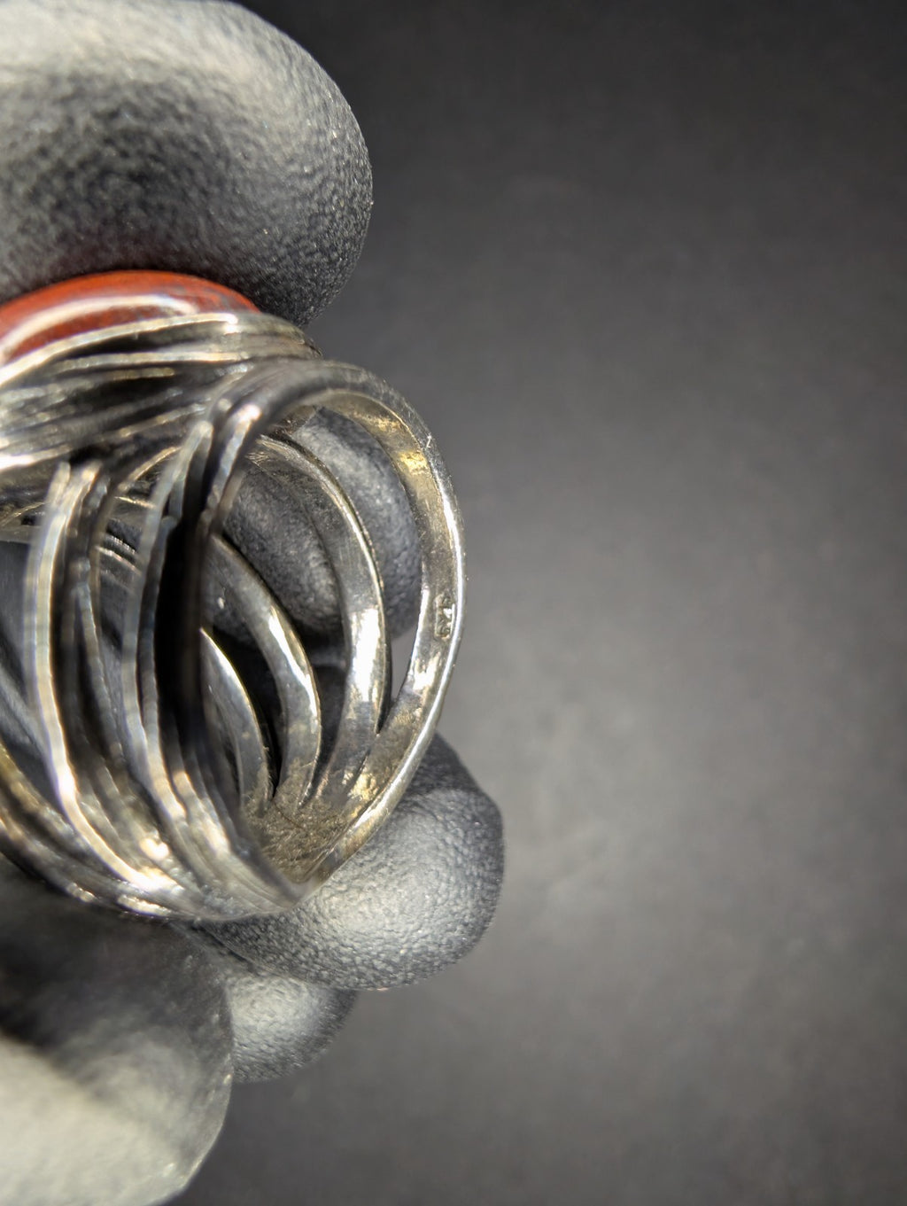 Solid 925 Sterling Silver Red Jasper Cabochon Ring Size 6.5