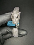 Solid 925 Silver Iced Out VVS D Moissanite Hinged Panther Bangle Bracelet