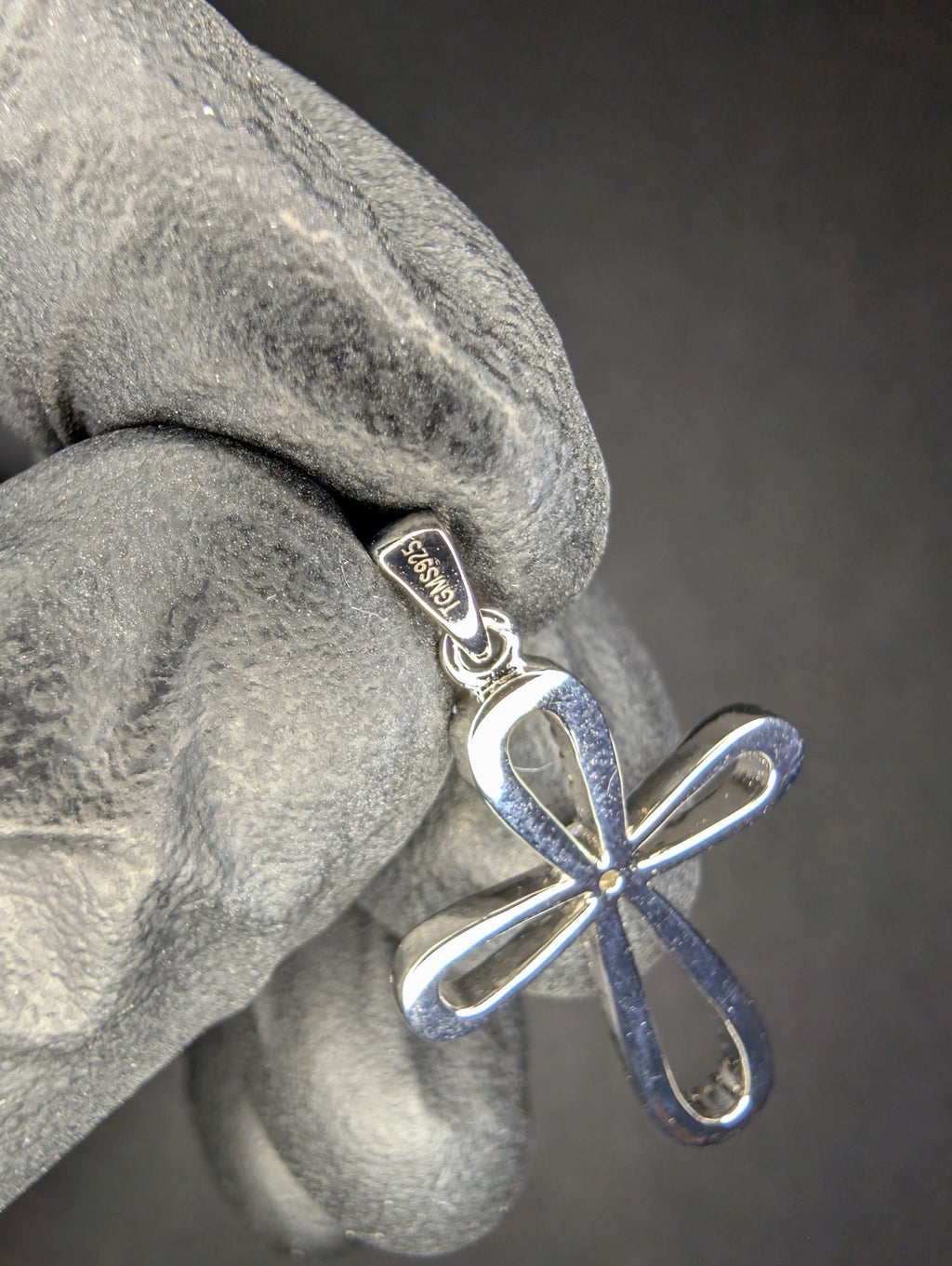 Solid 925 Silver Iced Out VVS D Moissanite Loop Cross Pendant