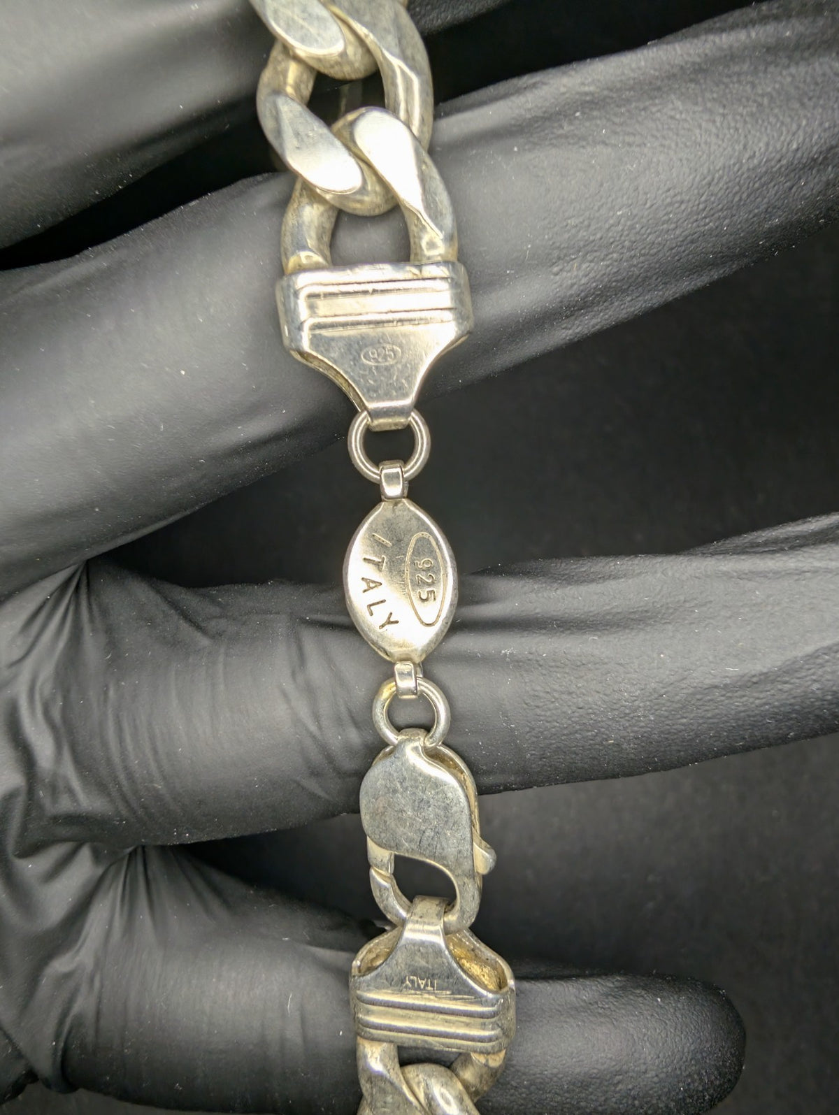 Solid 925 Sterling Silver 26" 14.0mm Reversible Diamond Cut Figaro Necklace