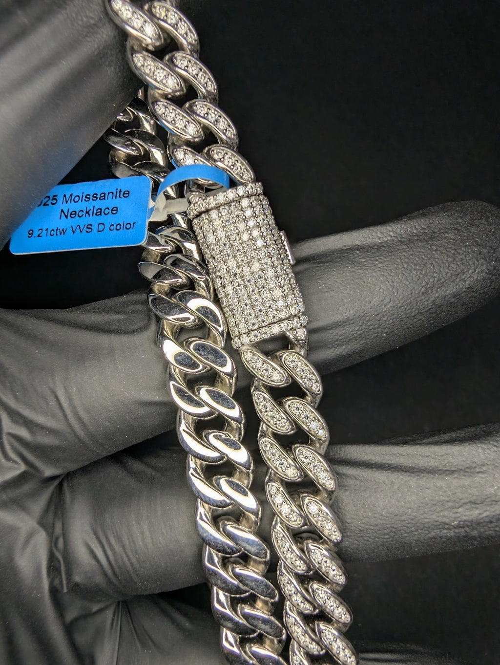 Solid 925 Sterling Silver Iced Out VVS Moissanite 20in 10mm Miami Cuban Necklace