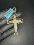 Gold over Solid 925 Sterling Silver Icy VVS D Moissanite Large Cross Pendant