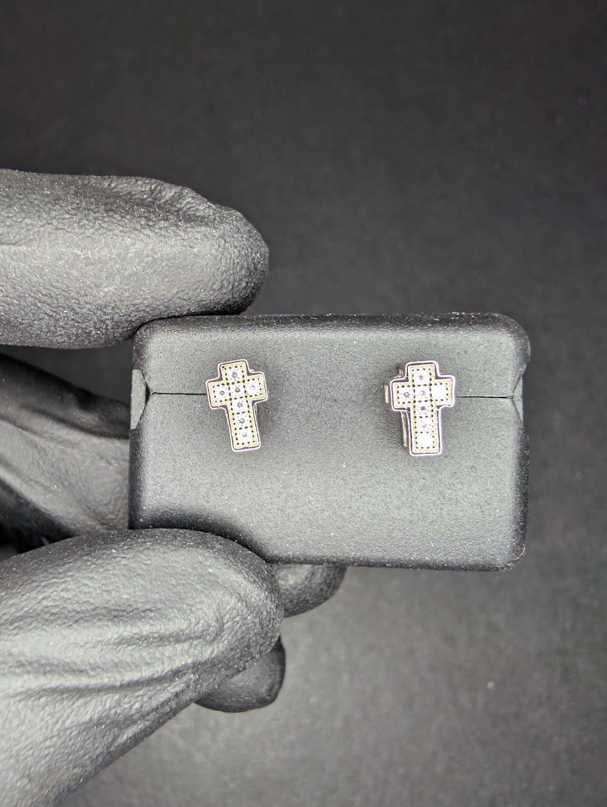Solid 925 Sterling Silver Iced out VVS D Moissanite Simple Cross Studs