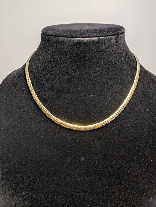 Gold Over Solid 925 Italian Sterling Silver Milor 17” 5.5mm Omega Necklace