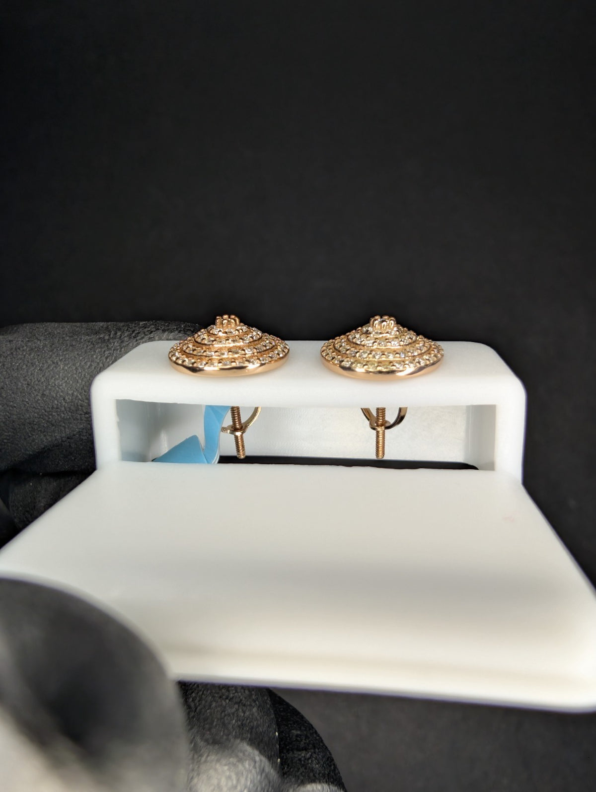 Rose Gold over Solid 925 Silver 11.8mm Iced Out VVS D Moissanite Round Studs
