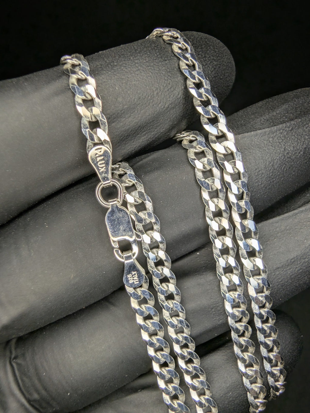 Solid 925 Italian Sterling Silver 18" 4.1mm Flat Cuban Necklace