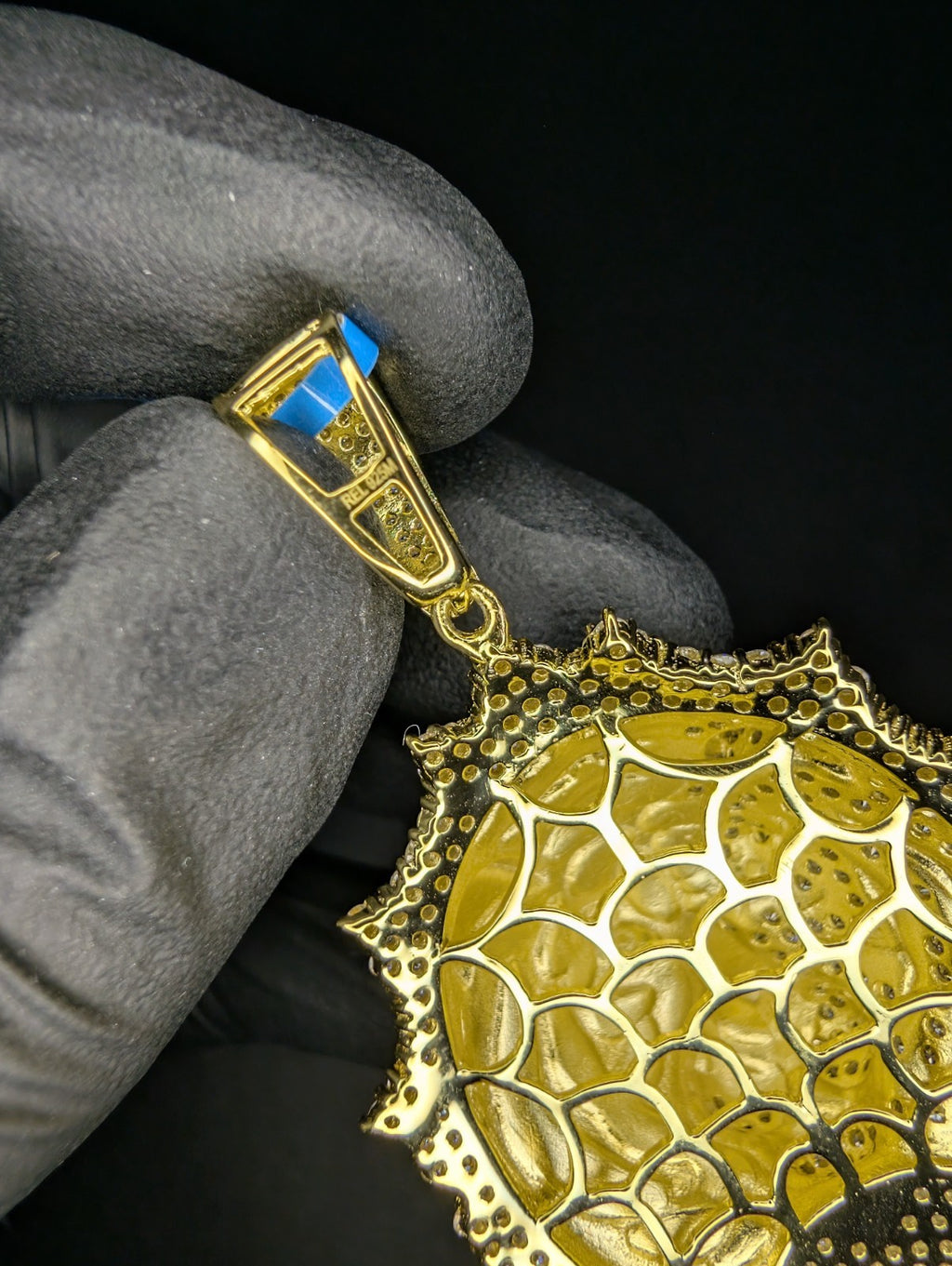 Gold over Solid 925 Silver Iced Out VVS D Color Moissanite Tiger Pendant