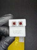 Solid 925 Sterling Silver GRA Certified Red Moissanite w/ Flower Halo Studs