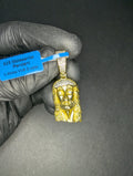 Gold over 925 Sterling Silver VVS Moissanite Iced Out Matte Jesus Piece Pendant