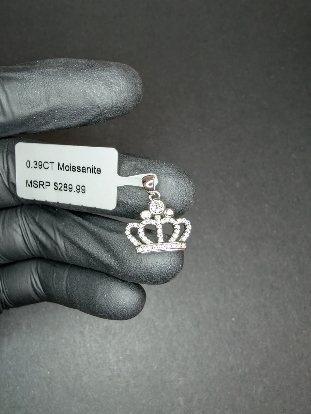 Solid 925 Sterling Silver Icy VVS D Moissanite Royal Crown Pendant